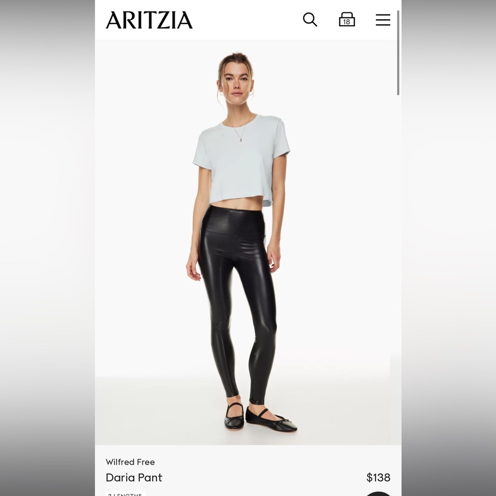 Aritzia Wilfred Free Daria Black Faux Leather Leggings (XS)
